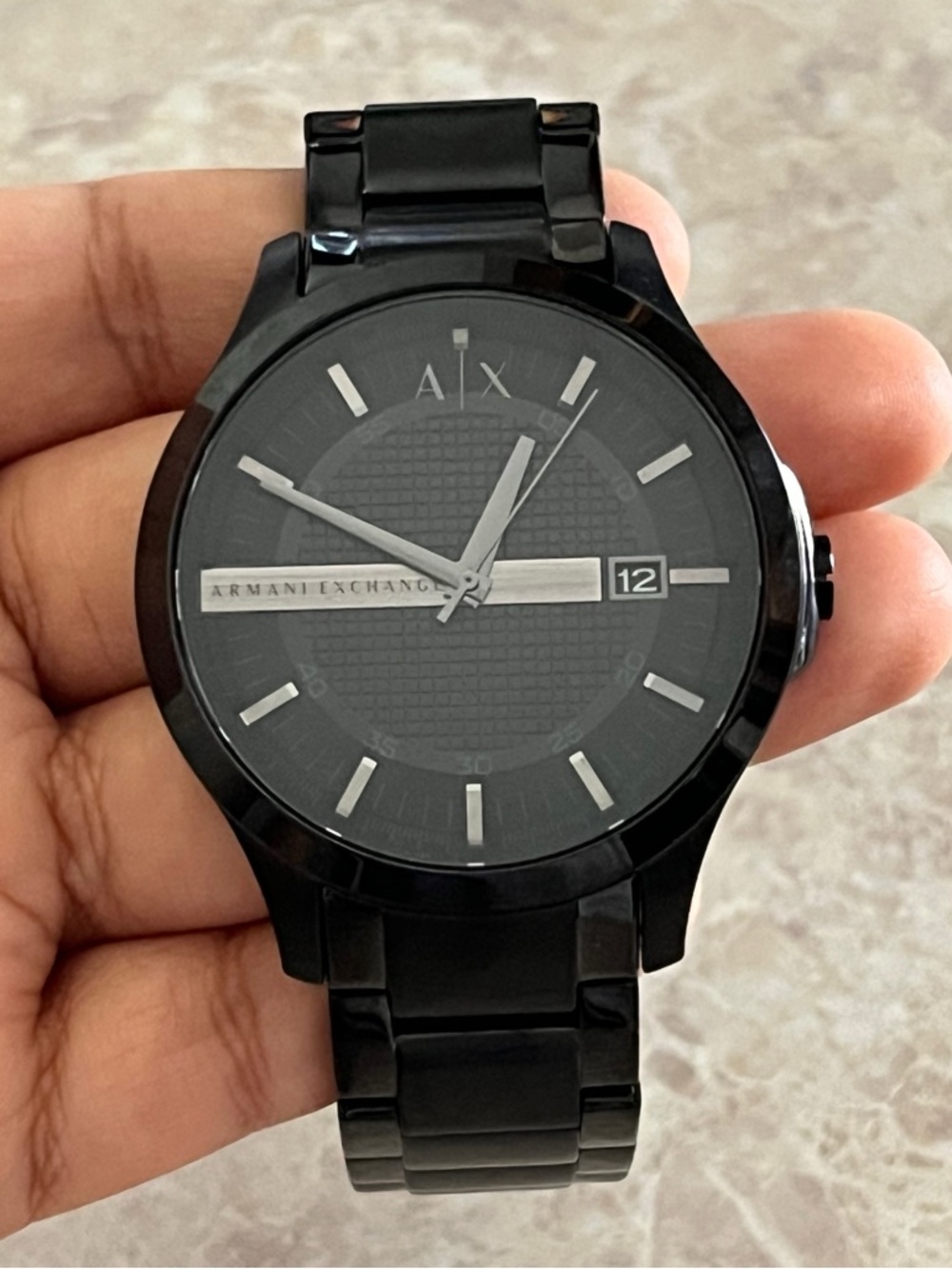 Armani Exchange Men's Hampton Black Dial Black Ion-plated Watch AX2104